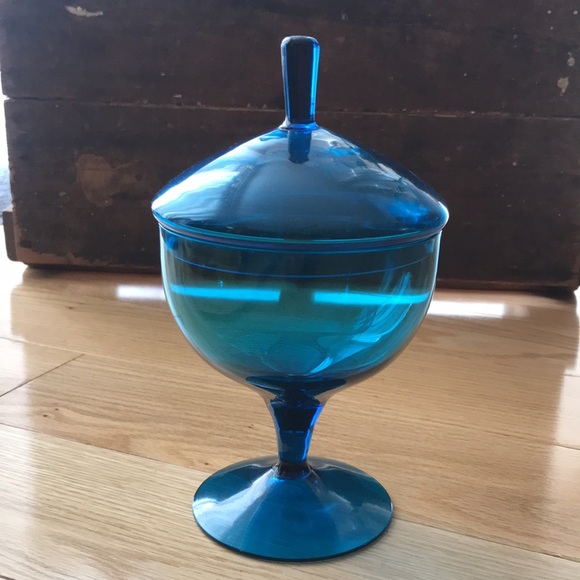 Vintage Empoli Glass Compote / Candy Jar with Lid - Picture 5 of 11